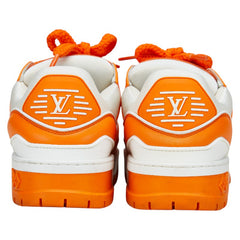 ルイ ヴィトン 23SS LV トレイナー マキシ ライン スニーカー サイズ:5 1AB8SX オレンジ ホワイト レザー レディース LOUIS VUITTON 【中古】