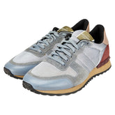 ヴァレンティノ スニーカー サイズ:40 グレー ブルー ワインレッド レザー スエード メンズ VALENTINO 【中古】