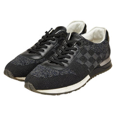 ルイ ヴィトン ダミエ ランアウェイ ライン スニーカー サイズ:8 GO0148 ブラック ニット レザー メンズ LOUIS VUITTON 【中古】