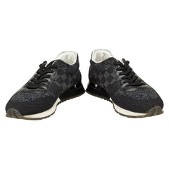 ルイ ヴィトン ダミエ ランアウェイ ライン スニーカー サイズ:8 GO0148 ブラック ニット レザー メンズ LOUIS VUITTON 【中古】