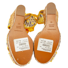 ドルチェアンドガッバーナ ウェッジソール サンダル サイズ:36 イエロー ブルー ベージュ ラフィア レザー レディース DOLCE&GABBANA 【中古】