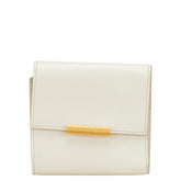 ボッテガヴェネタ ロゴ コンパクトウォレット ホワイト アイボリー レザー レディース BOTTEGAVENETA 【中古】