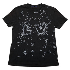 ルイ ヴィトン LV スプレッド エンブロイダリー 半袖Tシャツ サイズ:S ブラック コットン メンズ LOUIS VUITTON 【中古】