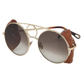 クロエ シエラ サングラス CE148SL ゴールド ブラウン メッキ プラスチック レザー レディース Chloe 【中古】