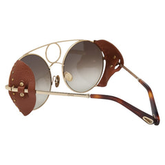 クロエ シエラ サングラス CE148SL ゴールド ブラウン メッキ プラスチック レザー レディース Chloe 【中古】