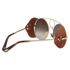 クロエ シエラ サングラス CE148SL ゴールド ブラウン メッキ プラスチック レザー レディース Chloe 【中古】