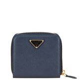 プラダ 三角ロゴプレート 二つ折り財布 ネイビー サフィアーノレザー レディース PRADA 【中古】