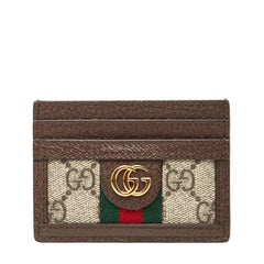 グッチ オフィディア GGスプリーム カードケース 523159 ブラウン ベージュ PVC レザー レディース GUCCI 【中古】