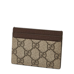 グッチ オフィディア GGスプリーム カードケース 523159 ブラウン ベージュ PVC レザー レディース GUCCI 【中古】
