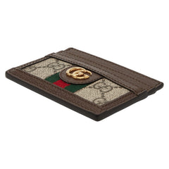 グッチ オフィディア GGスプリーム カードケース 523159 ブラウン ベージュ PVC レザー レディース GUCCI 【中古】