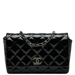 シャネル マトラッセ ココマーク チェーンウォレット ショルダーバッグ ブラック パテントレザー レディース CHANEL 【中古】