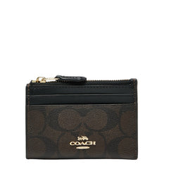 コーチ シグネチャー カードケース コインケース 小銭入れ F88208 ブラック ブラウン PVC レザー レディース COACH 【中古】