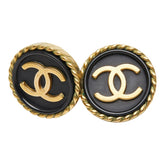 シャネル ココマーク ヴィンテージ ラウンド イヤリング 94A ブラック ゴールド メッキ レディース CHANEL 【中古】