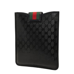 グッチ GGインプリメ シェリーライン - iPadケース 256575 ブラック PVC レザー レディース GUCCI 【中古】