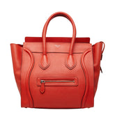セリーヌ ラゲージ ミニショッパー ハンドバッグ オレンジ系 レッド系 レザー レディース CELINE 【中古】