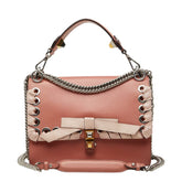 フェンディ キャナイ チェーン ハンドバッグ ショルダーバッグ 2WAY リボン 8BT283 ピンク系 レザー レディース FENDI 【中古】