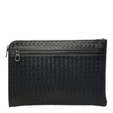 ボッテガヴェネタ イントレチャート クラッチバッグ セカンドバッグ ブラック レザー メンズ BOTTEGAVENETA 【中古】