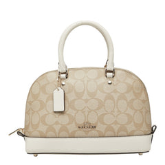 コーチ シグネチャー ミニ シエラ サッチェル ハンドバッグ F58295 ホワイト ベージュ PVC レザー レディース COACH 中古