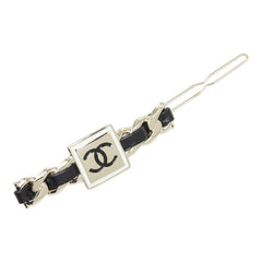 シャネル ココマーク バレッタ ヘアアクセサリー B21B ゴールド ブラック メッキ レザー レディース CHANEL 中古