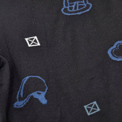 エルメス キャンディ リブリス 半袖ニット サイズ34 ブラック ブルー ウール レディース HERMES 【中古】