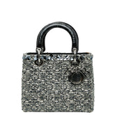 クリスチャンディオール ビジュー レディディオール ミディアム ハンドバッグ ブラック マルチカラー ツイード レザー レディース Christian Dior 【中古】