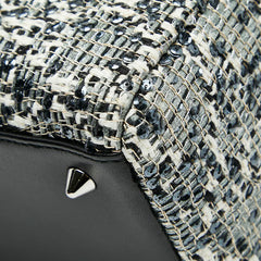 クリスチャンディオール ビジュー レディディオール ミディアム ハンドバッグ ブラック マルチカラー ツイード レザー レディース Christian Dior 【中古】