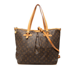 ルイ ヴィトン モノグラム パレルモ GM トートバッグ ショルダーバッグ 2WAY M40146 ブラウン PVC レザー レディース LOUIS VUITTON 【中古】