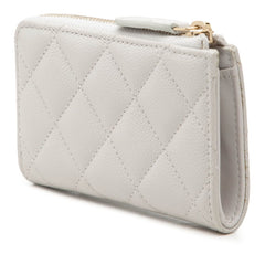 シャネル ココマーク マトラッセ カードケース コインケース グレー キャビアスキン レディース CHANEL 【中古】