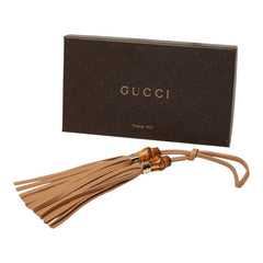 グッチ バンブー タッセル バッグ用チャーム ベージュ レザー レディース GUCCI 【中古】