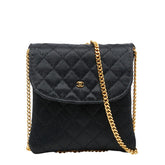 シャネル ココマーク ミニミニマトラッセ チェーン ショルダーバッグ ポーチ ブラック サテン レザー レディース CHANEL 【中古】