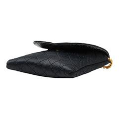 シャネル ココマーク ミニミニマトラッセ チェーン ショルダーバッグ ポーチ ブラック サテン レザー レディース CHANEL 【中古】