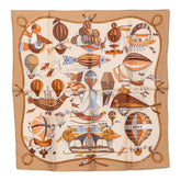 エルメス カレ40 LES FOLIES DU CIEL 大空の狂気 スカーフ ベージュ マルチカラー シルク レディース HERMES 【中古】