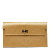 エルメス ケリー ポケットロング 長財布 H086437CPY9 ゴールド シェーブルシャムキライト レディース HERMES 【中古】