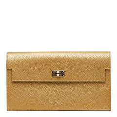 エルメス ケリー ポケットロング 長財布 H086437CPY9 ゴールド シェーブルシャムキライト レディース HERMES 【中古】