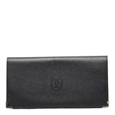 カルティエ マストライン 二つ折り財布 ブラック レザー レディース CARTIER 【中古】