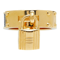 エルメス ケリー スカーフリング ゴールド ブラック メッキ レザー レディース HERMES 【中古】