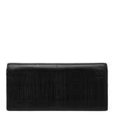 ロエベ アナグラム リネン 長財布 ブラック レザー レディース LOEWE 中古