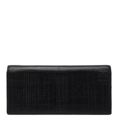ロエベ アナグラム リネン 長財布 ブラック レザー レディース LOEWE 【中古】