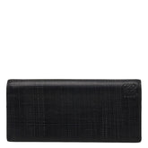 ロエベ アナグラム リネン 長財布 ブラック レザー レディース LOEWE 中古