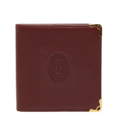 カルティエ マストライン 二つ折り財布 札入れ ワインレッド ボルドー レザー レディース CARTIER 【中古】
