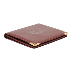 カルティエ マストライン 二つ折り財布 札入れ ワインレッド ボルドー レザー レディース CARTIER 【中古】