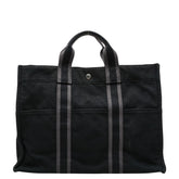 エルメス フールトゥMM トートバッグ ハンドバッグ ブラック グレー コットン レディース HERMES 【中古】