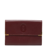 カルティエ マストライン 三つ折り財布 ボルドー ワインレッド レザー レディース CARTIER 【中古】