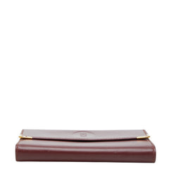 カルティエ マストライン 三つ折り財布 ボルドー ワインレッド レザー レディース CARTIER 【中古】