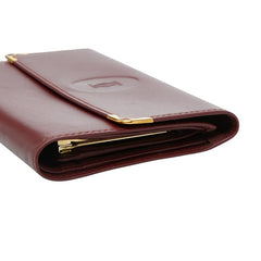 カルティエ マストライン 三つ折り財布 ボルドー ワインレッド レザー レディース CARTIER 【中古】