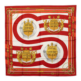 エルメス カレ90 CHATEAUX D'ARRIERE 艫飾り スカーフ レッド シルク レディース HERMES 【中古】