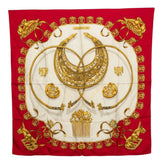 エルメス カレ90 黄金の騎士 Les Cavaliers d'Or スカーフ レッド ホワイト シルク レディース HERMES 【中古】