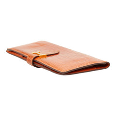 エルメス ベアンクラシック 長財布 オレンジ ゴールド金具 アリゲーター レディース HERMES 【中古】