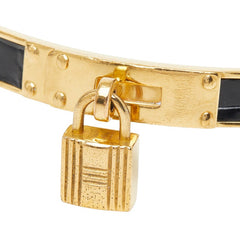 エルメス ケリー バングル ゴールド ブラック メッキ アリゲーターマット クロコダイル レディース HERMES 【中古】
