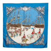 エルメス カレ90 MARINE ET CAVALERIE 海と騎兵隊 スカーフ ブルー マルチカラー シルク レディース HERMES 【中古】